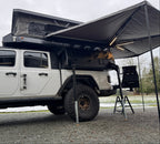 cascadia overland apex on jeep gladiator with awning out