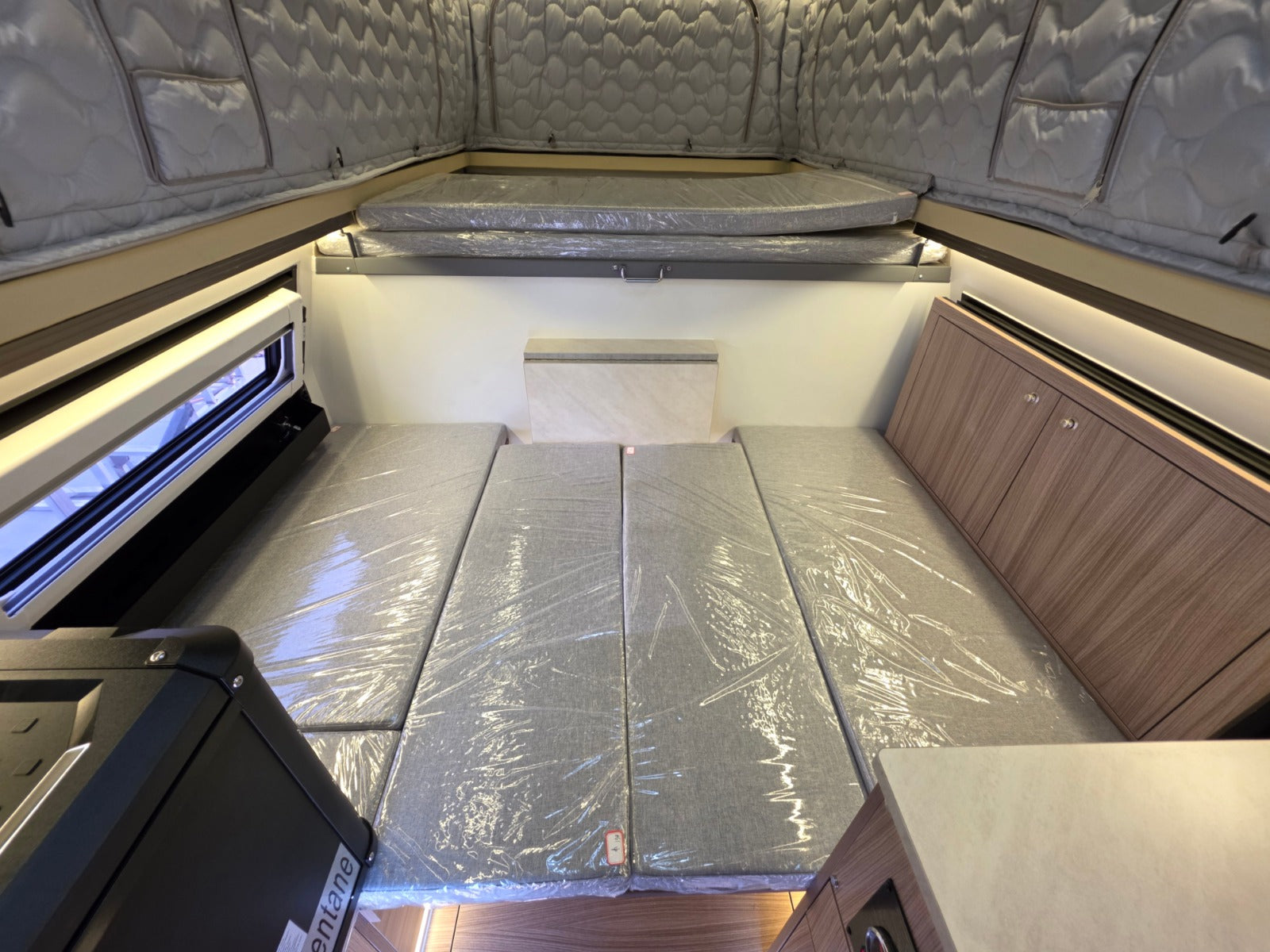 cascadia overland co apex interior bench seating sleeping couch area
