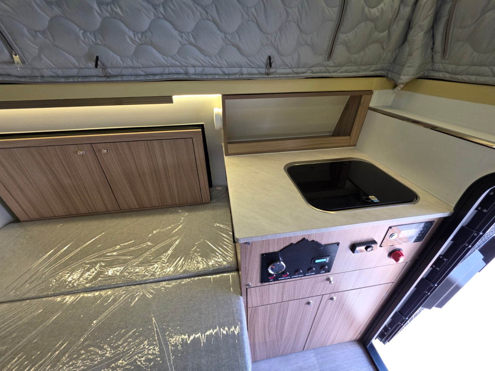 cascadia overland co apex interior sink area and control panel